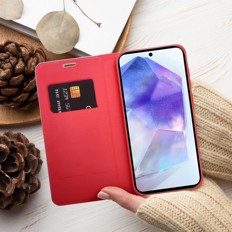 Kabura LUNA Book Carbon do SAMSUNG A56 5G czerwony