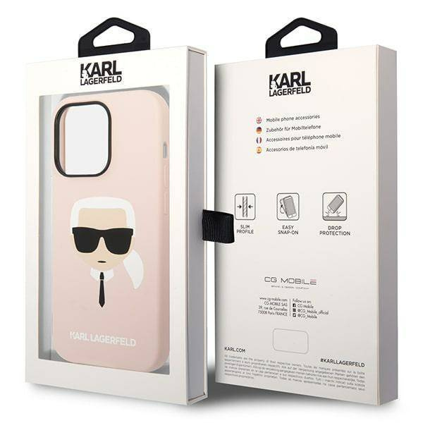 Karl Lagerfeld KLHMP14XSLKHLP iPhone 14 Pro Max 6.7&quot; Hardcase hellrosa / hellrosa Silikon Karl`s Head Magsafe