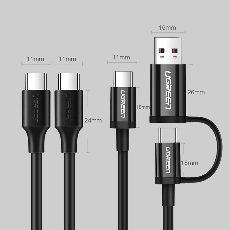 Ugreen USB Type C Lade- und Datenkabel 3A 0,5m schwarz (US286)
