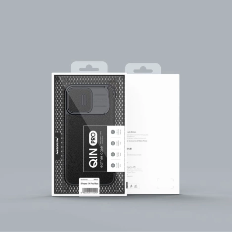 Nillkin Qin Cloth Pro Case Schutzhülle für iPhone 14 Pro Max, Kamera-Abdeckung, Holster-Abdeckung, Klapphülle, Blau