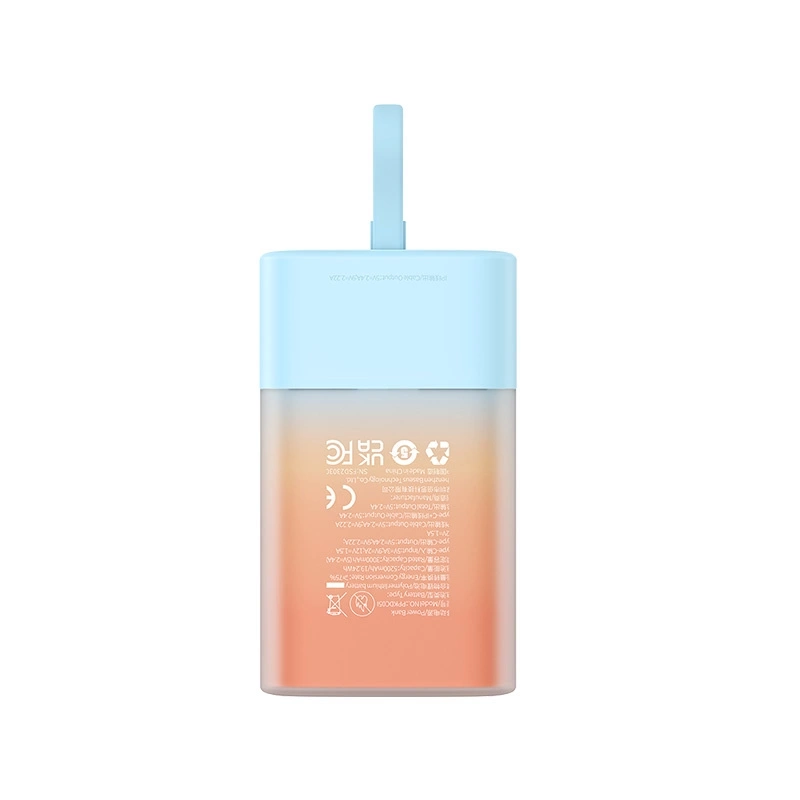 Baseus Popsicle 5200mAh 20W Powerbank with Built-in Lightning Cable (+ White Baseus Simple USB-C - USB-C 60W/20V/3A/30cm Cable) - Blue-Orange