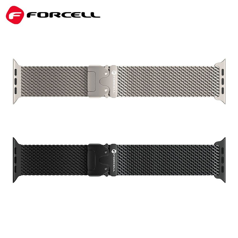 Pasek do Apple Watch Forcell F-Design FA11 zatrzask stal 42 / 44 / 45 / 49 mm czarny