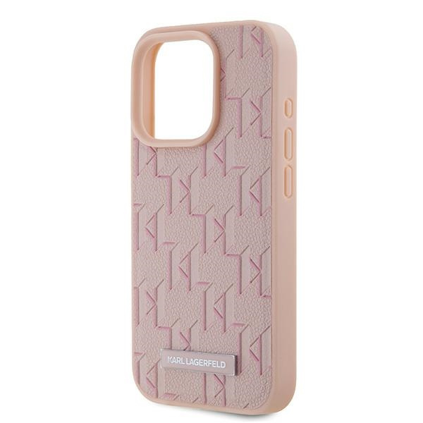 Karl Lagerfeld KLHMP15XPKHPORPP iPhone 15 Pro Max 6.7" hardcase różowy/pink Leather Monogram Metal Logo