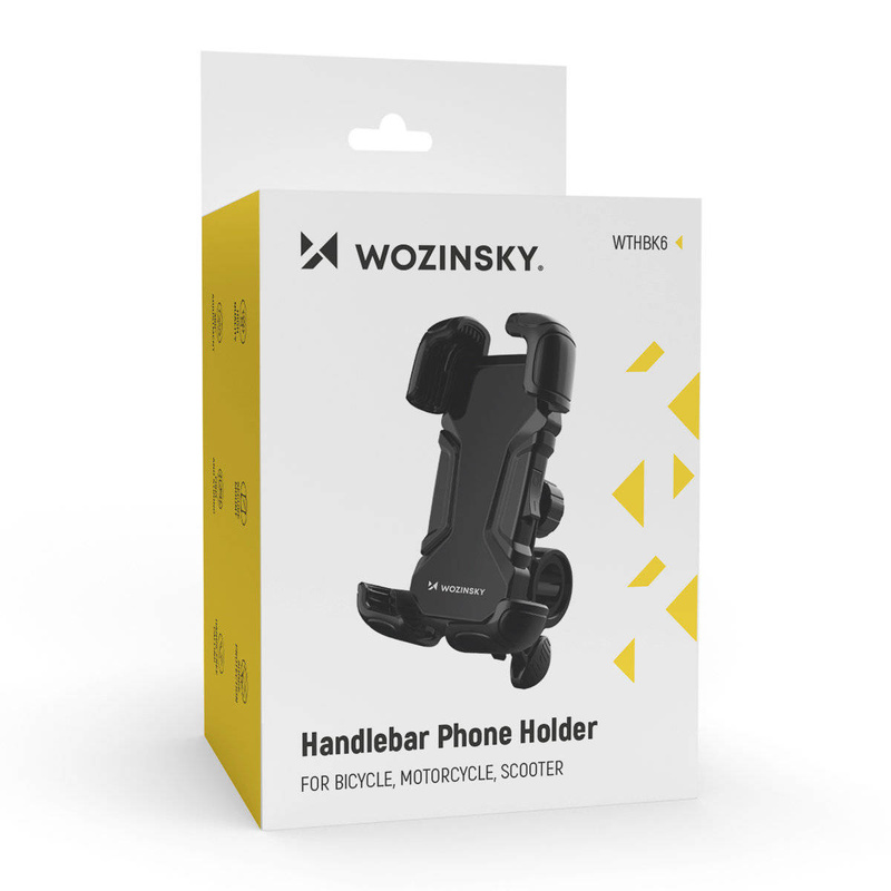Wozinsky mocny uchwyt na telefon na kierownicę roweru, motocykla, hulajnogi czarny (WBHBK6)