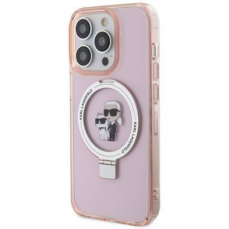 Karl Lagerfeld KLHMP15XHMRSKCP iPhone 15 Pro Max 6.7&quot; pink/pink hardcase Ring Stand Karl&amp;Choupette MagSafe