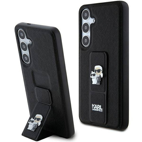 Oryginalne Etui KARL LAGERFELD hardcase Gripstand Saffiano Karl&Choupette Pins KLHCS24MGSAKCPK do Samsung Galaxy S24 Plus czarny