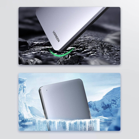 Ugreen pocket hard disk case 2.5 &#39;&#39; SATA 3.0 6Gbps gray + cable USB - USB Type C 0.5m (CM300)