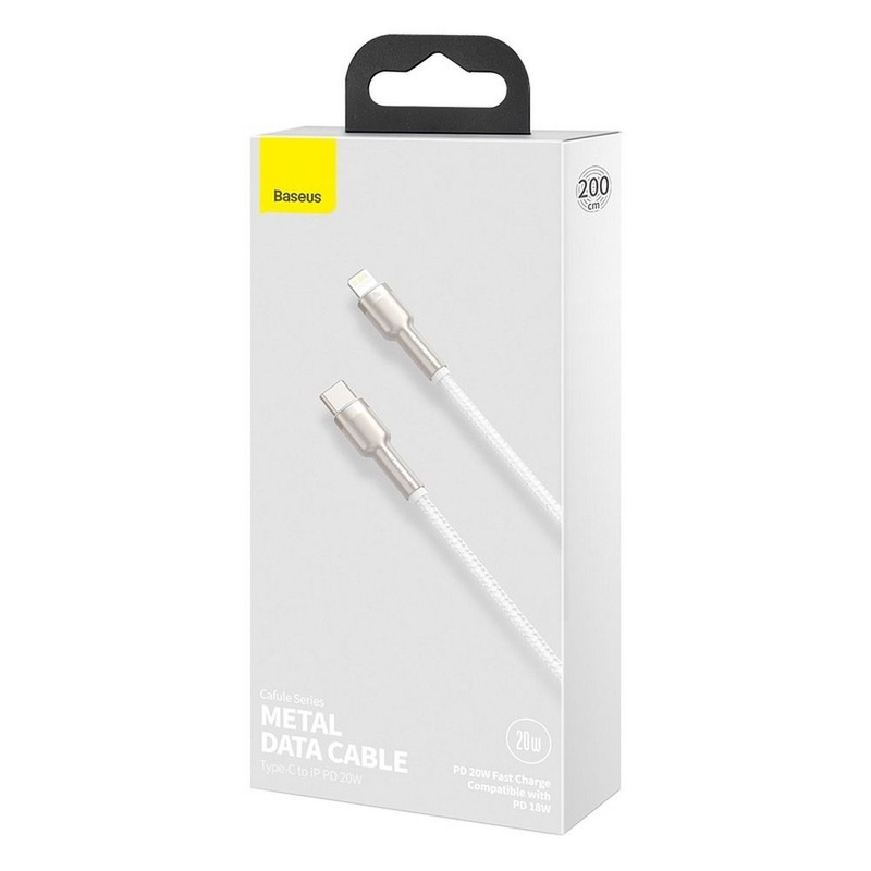 Baseus Cafule Metal Data kabel USB Typ C - Lightning 20 W Power Delivery 2 m biały (CATLJK-B02)