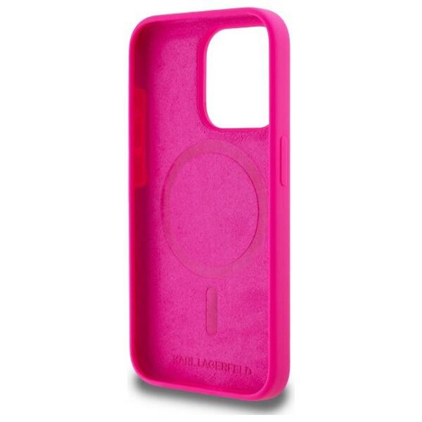 KARL LAGERFELD futerał do IPHONE 15 Pro kompatybilny z MagSafe KLHMP15LSKHPPLF (SIL KL Head Print) fuschia