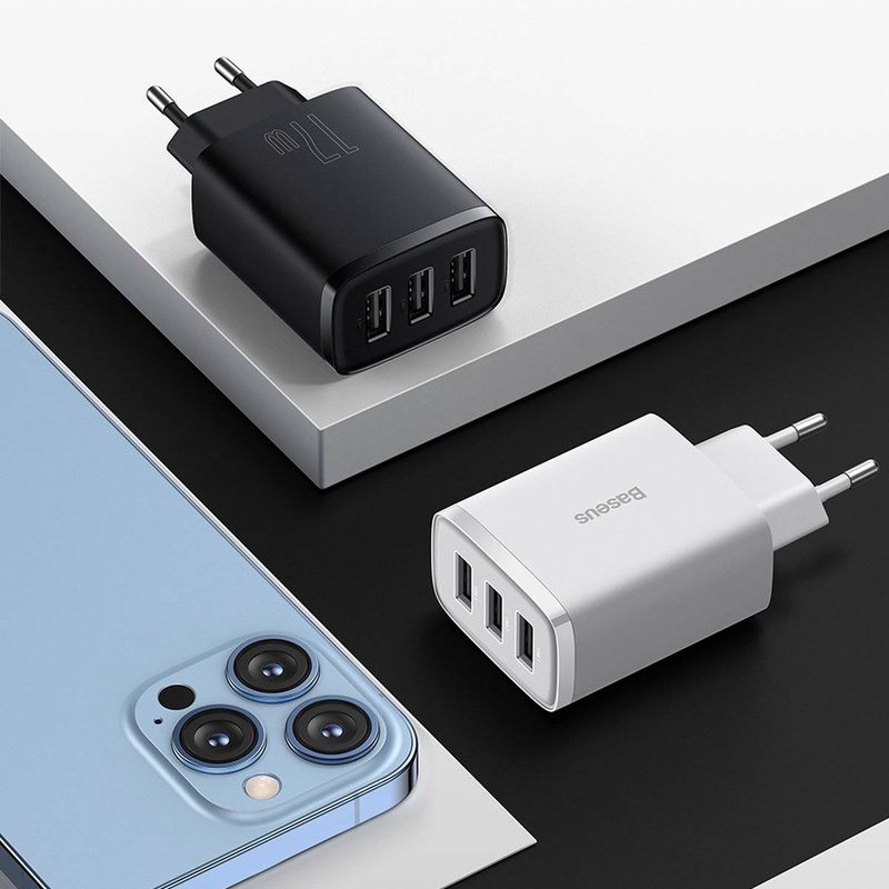 Baseus Compact Ladegerät 3x USB 17W schwarz (CCXJ020101)