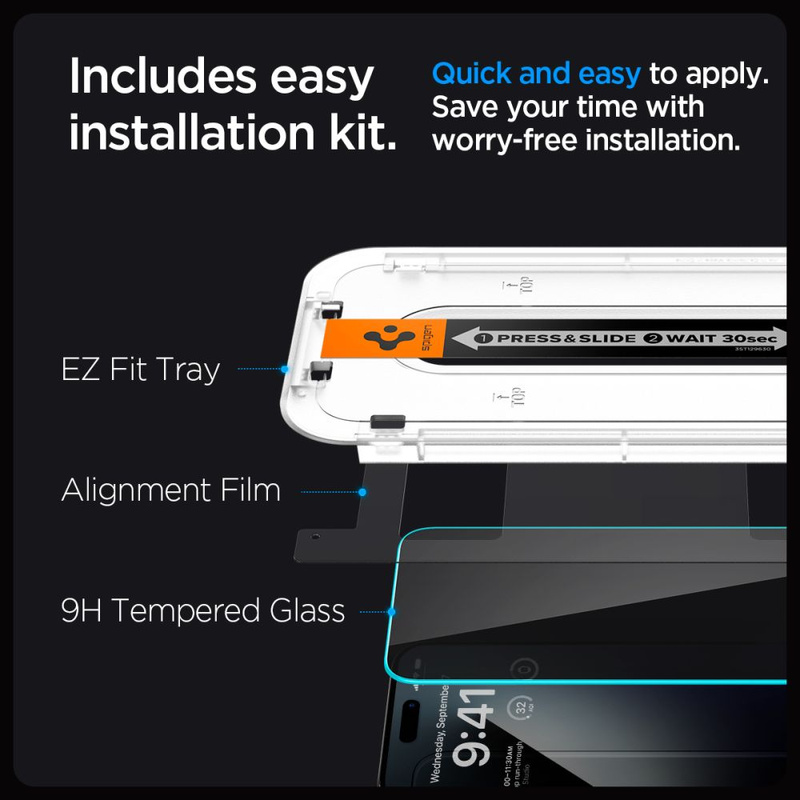 SZKŁO HARTOWANE SPIGEN GLAS.TR ”EZ FIT” IPHONE 15 PRIVACY