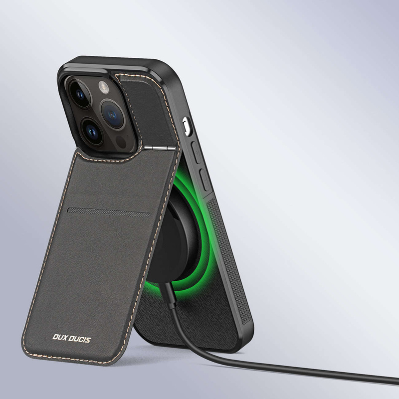 3-in-1-Hülle für iPhone 14 Pro mit MagSafe Wallet RFID-blockierender Ständer Dux Ducis Rafi Mag – Schwarz