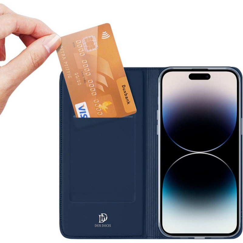 Etui do iPhone 15 Pro pokrowiec z klapką i portfelem Dux Ducis Skin Pro - niebieski