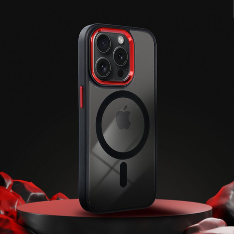 Futerał Color Edge Mag Cover kompatybilny z MagSafe do IPHONE 15 PLUS czarno czerwony