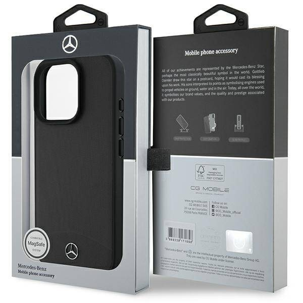 Mercedes nakładka do iPhone 16 Pro Max 6,9" MEHMP16X23RBARK Hardcase Textured And Plain Leather MagSafe czarna