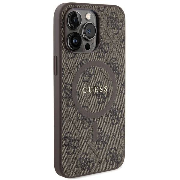 Oryginalne Etui GUESS Hardcase GUHMP15LG4GFRW do iPhone 15 Pro (Kompatybilny z Magsafe / 4G Ring classic logo / brązowy)