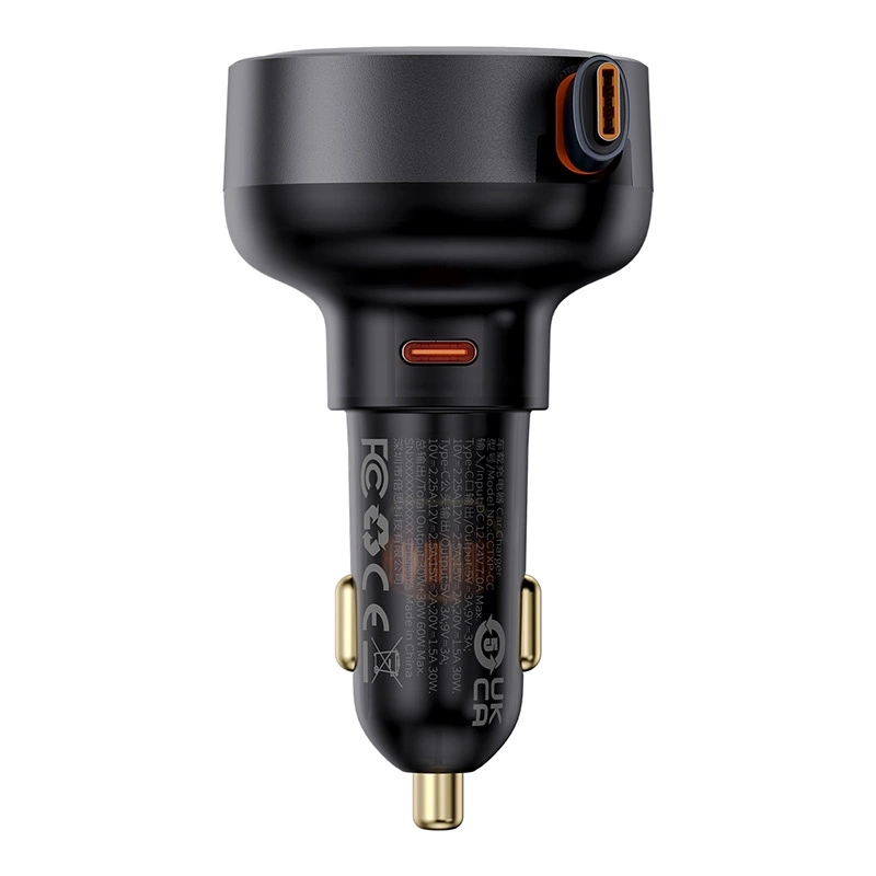 Baseus Enjoyment Pro USB-C (weiblich) / USB-C (männlich) 60W Autoladegerät - Schwarz