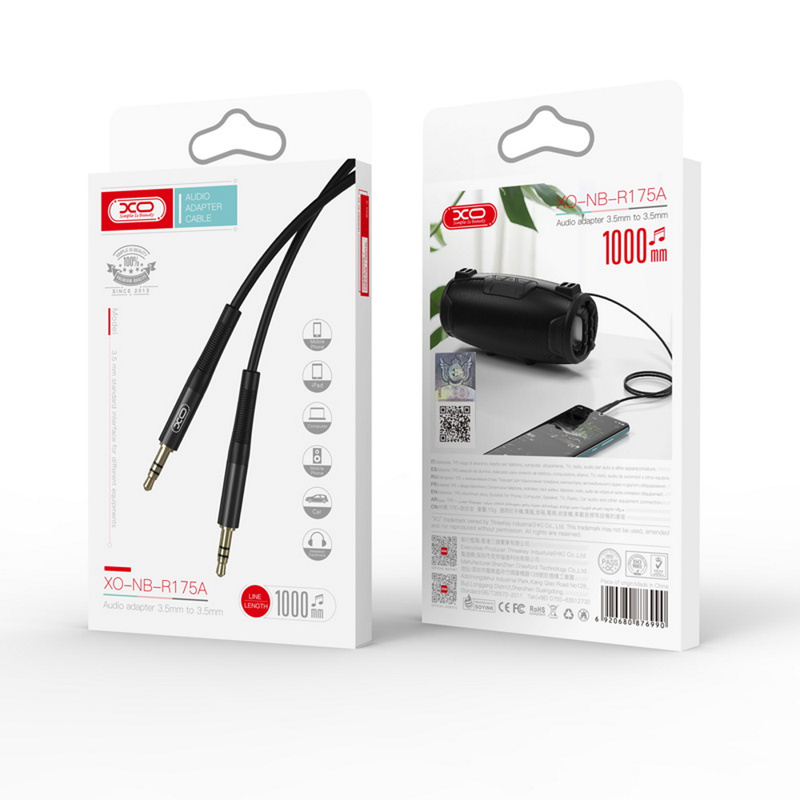 XO kabel audio NB-R175A jack 3,5mm - jack 3,5mm 1,0 m czarny