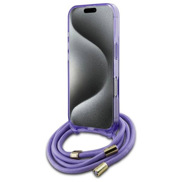 Original Case IPHONE 16 PRO Guess Hardcase Crossbody Cord Script MagSafe (GUHMP16LHCTSGNSU) purple