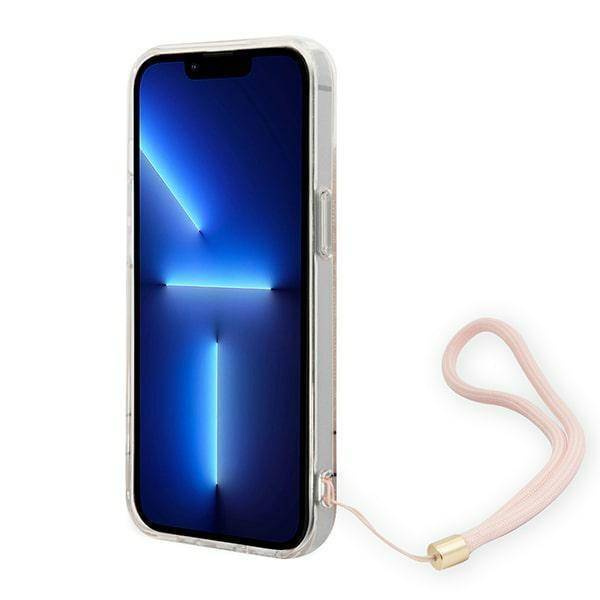 Oryginalne Etui IPHONE 14 PLUS Guess Hardcase 4G Print Strap (GUOHCP14MH4STP) różowe