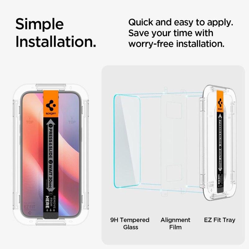 GEHÄRTETES GLAS Spigen GLAS.TR „EZ FIT“ IPHONE 15 KLAR