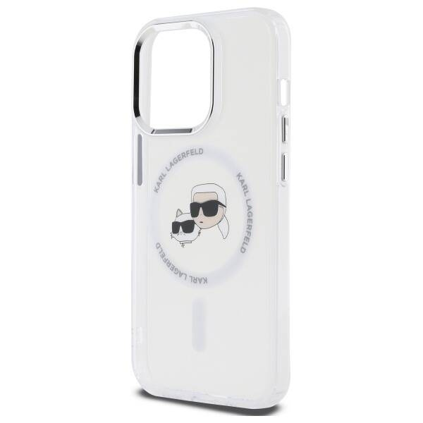 Original Case IPHONE 14 PRO MAX Karl Lagerfeld Hardcase IML Metal Karl&Choupette Head MagSafe (KLHMP14XHLSKCH) white