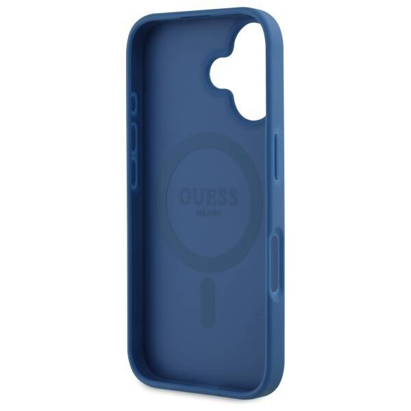 Original Handyhülle IPHONE 16 Guess Hardcase 4G Flowers Print MagSafe (GUHMP16SP4ROPEMCB) blau