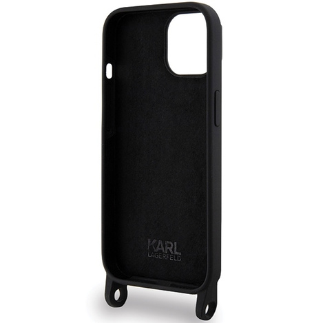Karl Lagerfeld KLHCP15SSCBSKNK iPhone 15 6,1" Hardcase schwarz/schwarz Crossbody Silikon Ikonik
