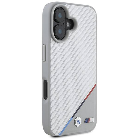 Original Case IPHONE 16 BMW Hardcase M Carbon Tricolor Line MagSafe (BMHMP16S23PUDTS) gray