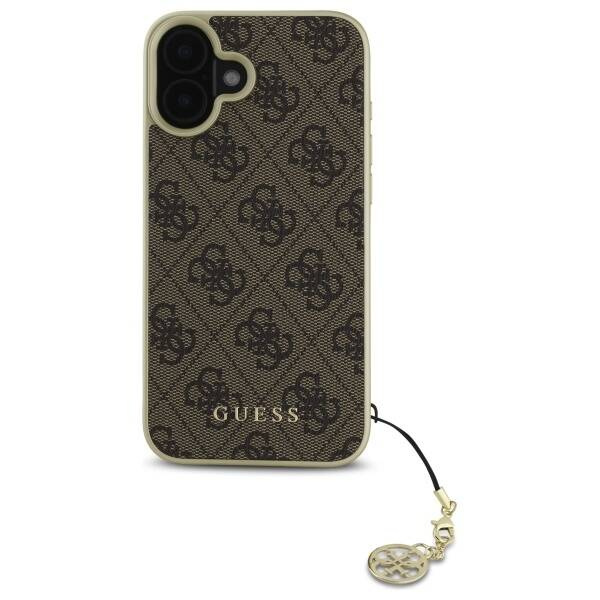 Original Handyhülle IPHONE 16 PLUS Guess Hardcase 4G Charms Collection (GUHCP16MGF4GBR) braun