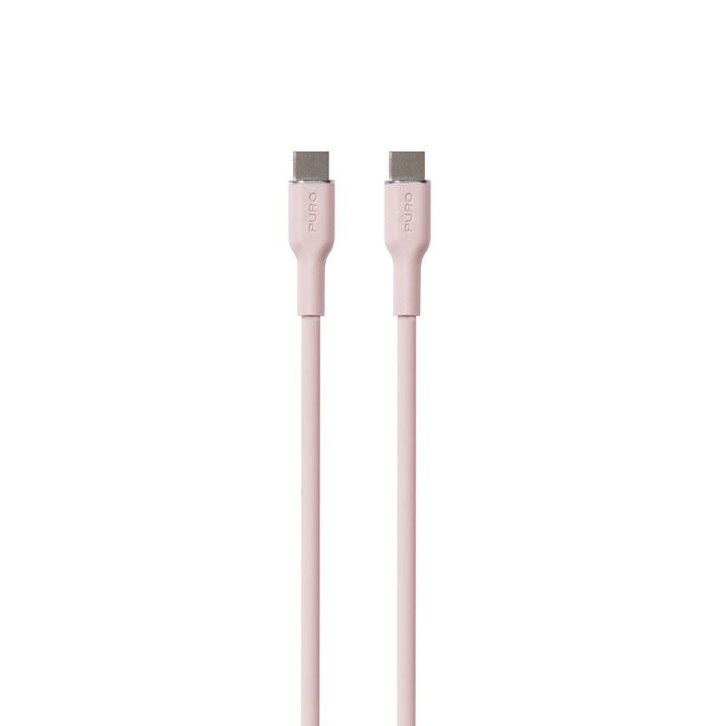 PURO ICON Soft Cable – Kabel USB-C do USB-C 1.5 m (Dusty Pink)