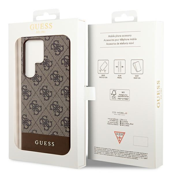 Oryginalne Etui GUESS Hardcase GUHCS24LG4GLBR do SAMSUNG S24 Ultra (4G Bottom Stripe / brązowy)