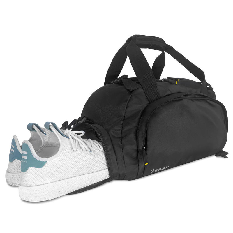 Wozinsky torba sportowa plecak bagaż podręczny torba 40x20x25 cm do samolotu czarny (WSB-B01)