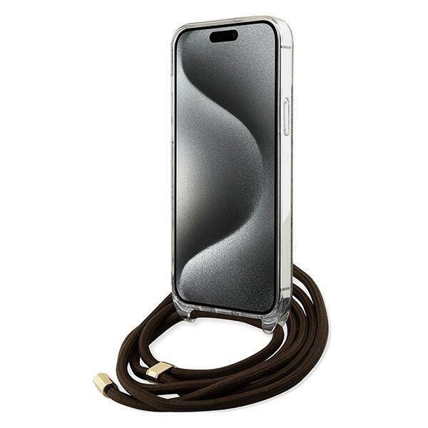 Guess Crossbody Cord 4G Print Hülle für iPhone 15 / 14 / 13 – braun
