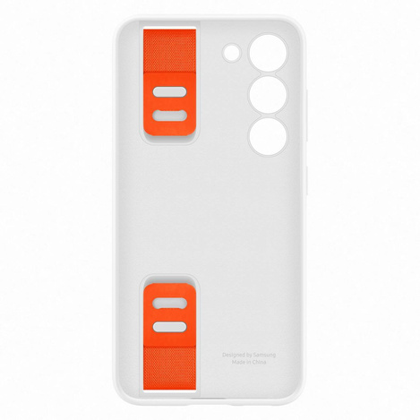 Samsung Silicone Grip Cover Case für Samsung Galaxy S23 Silikonhülle mit Handschlaufe weiß (EF-GS911TWEGWW)
