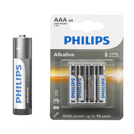 BATERIA PHILIPS AAA LR03 BLISTER 4SZT BATERIE ENTRY ALKALINE Phil-LR03A4B/10