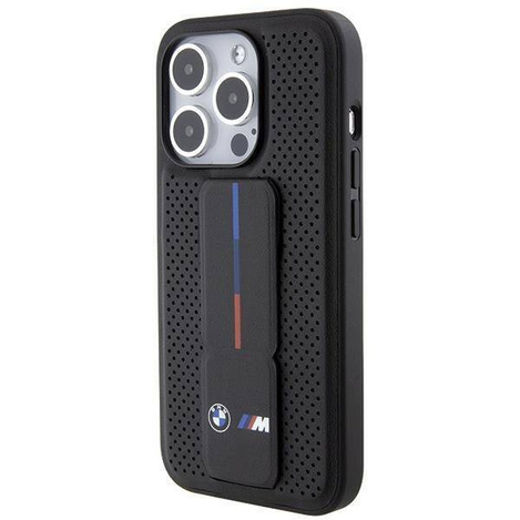 Original Case APPLE IPHONE 15 PRO MAX BMW Hardcase Grip Stand Smooth & Perforated (BMHCP15XGSPPRK) black