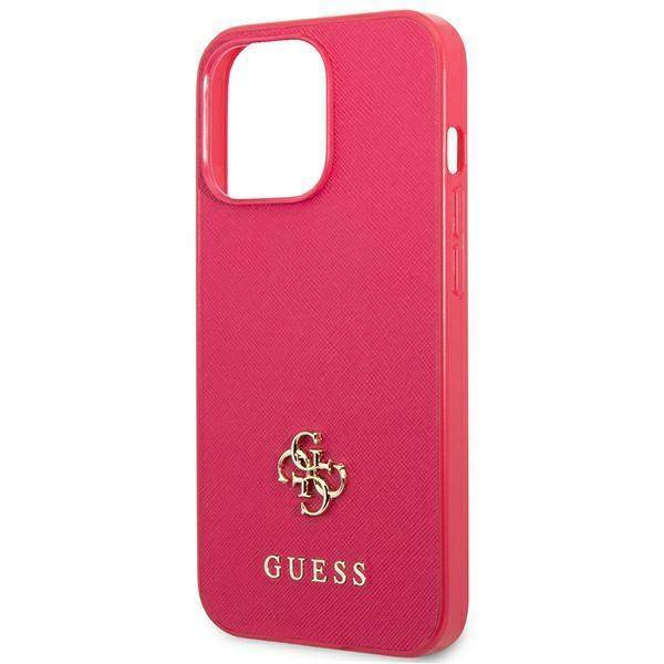 Oryginalne Etui IPHONE 13 PRO Guess Hardcase Saffiano 4G Small Metal Logo (GUHCP13LPS4MF) różowe