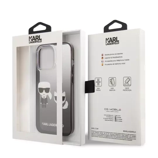 Original Case IPHONE 14 PLUS Karl Lagerfeld Hardcase Gradient Ikonik Karl & Choupette (KLHCP14MTGKCK) black