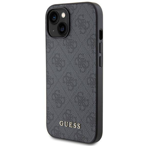 Etui Guess 4G Metal Gold Logo na iPhone 15 - szare