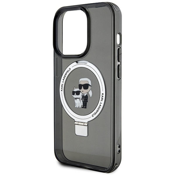 Karl Lagerfeld KLHMP13LHMRSKCK iPhone 13 Pro 6,1&quot; schwarz/schwarz Hardcase Ringständer Karl&amp;Choupette MagSafe