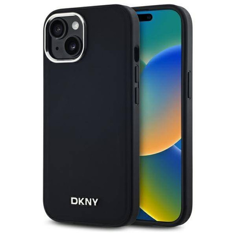 Original Handyhülle IPHONE 15 PLUS DKNY Hardcase Plain Logo MagSafe (DKHMP15MPSCMCLK) schwarz