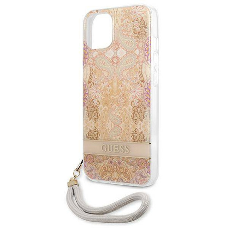 Etui IPHONE 13 MINI Guess Hardcase Flower Strap (GUHCP13SHFLSD) złote