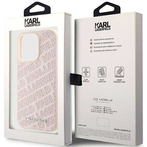Etui Karl Lagerfeld Quilted K Pattern na iPhone 15 Pro Max - różowe