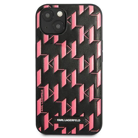 Original Handyhülle IPHONE 13 Karl Lagerfeld Hardcase Monogram Plaque (KLHCP13MMNMP1P) rosa