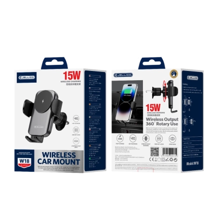 JELLICO car holder with wireless charging W18 15W Black
