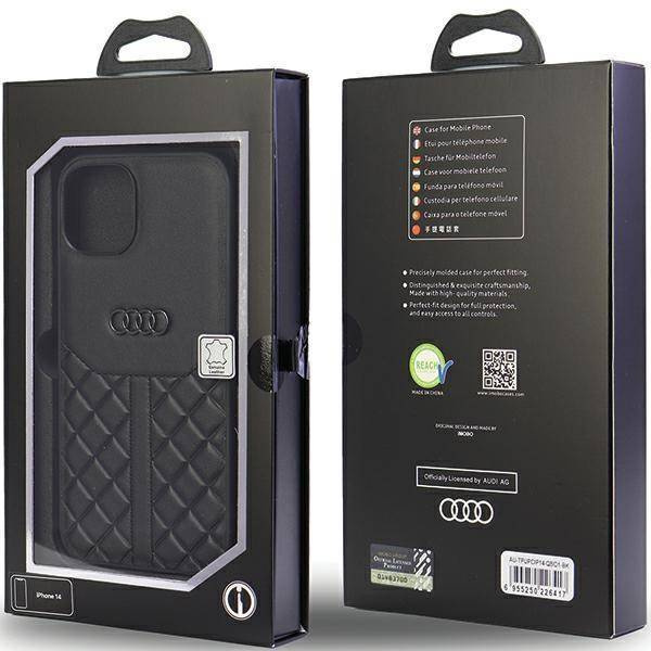 Audi Echtleder iPhone 14 6,1" schwarz/schwarz Hardcase AU-TPUPPCIP14-Q8/D1-BK