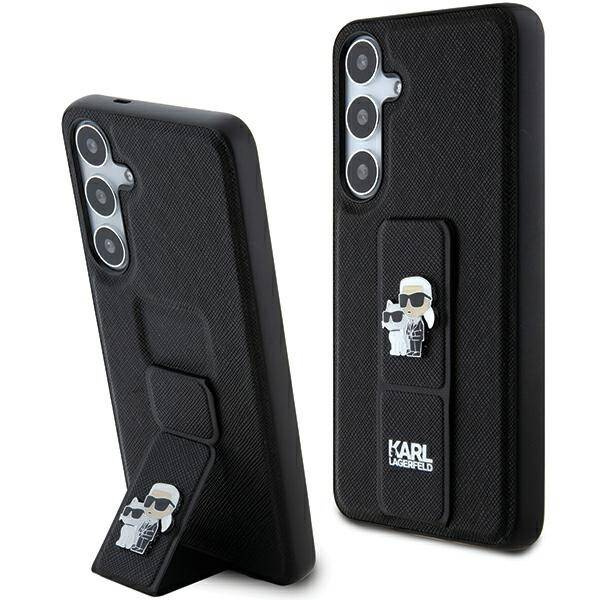 Oryginalne Etui KARL LAGERFELD hardcase Gripstand Saffiano Karl&Choupette Pins KLHCS24MGSAKCPK do Samsung Galaxy S24 Plus czarny