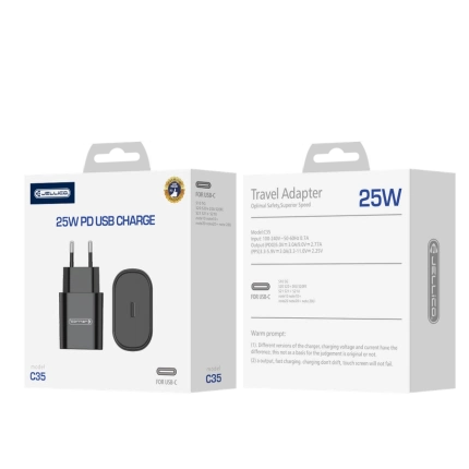 JELLICO ładowarka sieciowa C35 PD 25W 1xUSB-C Czarny