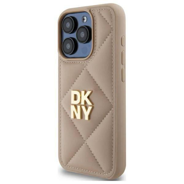 Original Case IPHONE 15 PRO MAX DKNY Quilted Stack Logo (DKHCP15XPQDSLE) beige
